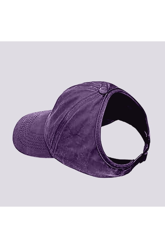 Breathable Outdoor Visor Baseball Hat For Adults Lightweight Casual Sun Cap With Wicking Sweatband And Ponytail Hole, Purple