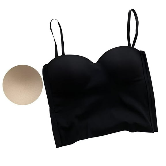 Breathable Padded Bra Strap Camisole Tank Top Basic Cami Shirts Women Black