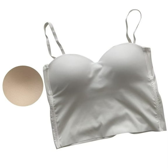 Breathable Padded Bra Strap Camisole Tank Top Basic Cami Shirts Women White