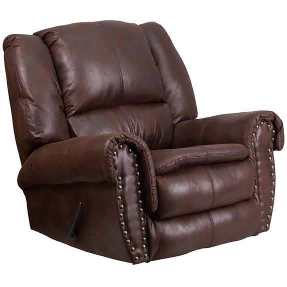 Breathable Padre Espresso Fabric Accent Nail Rocker Recliner