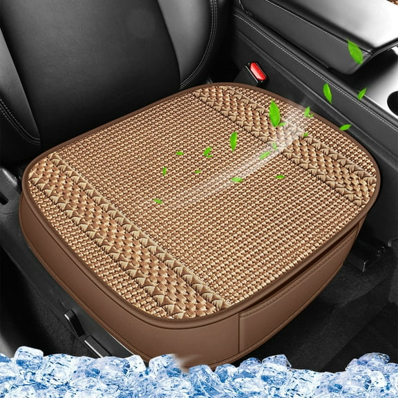 Breathable Perforated Leather Car Seat Cushion, All Season Comfortable Chair Pad Cover, 47.5x46.5cm Black Gray Beige Pink or Coffee, for Vehicle Driving and Passenger Comfort, Coffee