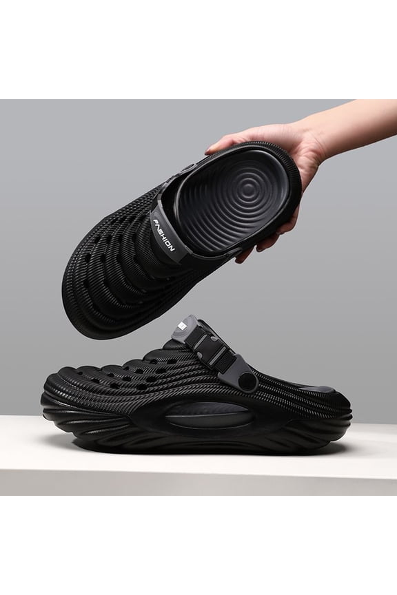 Breathable Perforated Shoes Comfortable Soft Elastic Thick Sole Slippers Suitable for Outdoor Wear Non-Slip Daily Versatile Unisex Fashion Commuting Slippers
