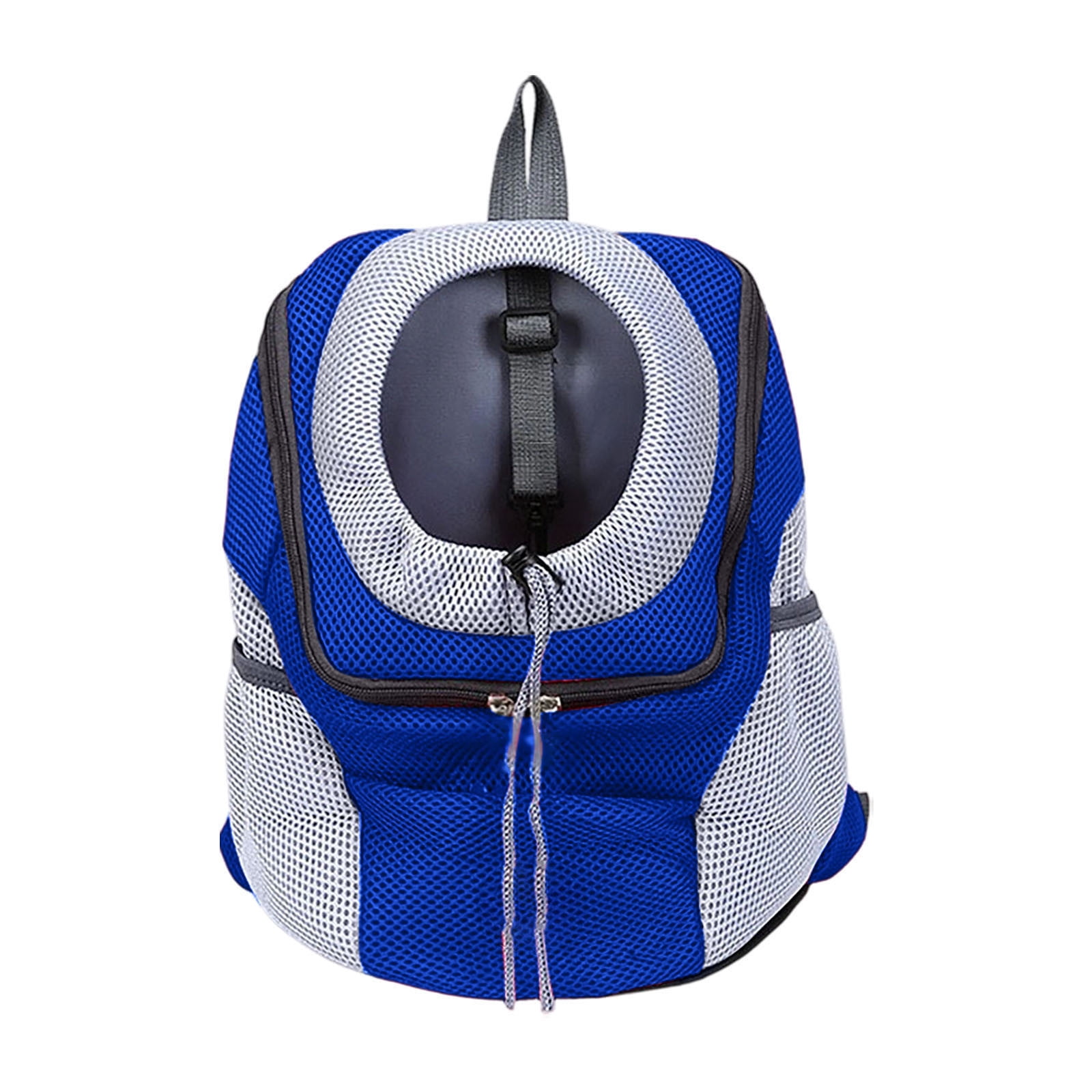 Breathable Pet Carrier Backpack, Head-Out Design Adjustable Dog Cat Backpack with Safety Belt, Mesh Ventilated Travel Backpack with Side Storage Pockets for Small Dogs Cats Outdoor Hiking(Blue,M)
