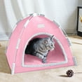thumbnail image 1 of Breathable Pet Tent with Reversible Cooling Mat - Soft Cloth Dog Cat House for All Seasons, Ventilated Mesh Design, Portable 36x36x28cm Cozy Shelter, 1 of 6