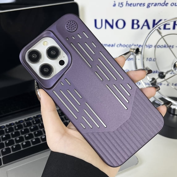 Breathable Phone Case Compatible with iPhone 12 Pro Max, Luxury Slim Electroplate Case Made of PC Material Drop Protection Heat Dissipation Hard Cover for iPhone 12 Pro Max, Darkpurple