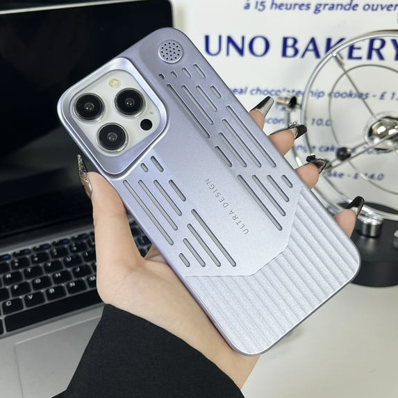 Breathable Phone Case Compatible with iPhone 14 Pro, Luxury Slim Electroplate Case Made of PC Material Drop Protection Heat Dissipation Hard Cover for iPhone 14 Pro, Purple