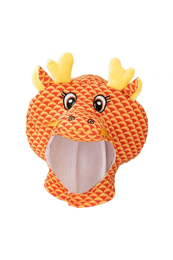 Breathable Plush Dragon Hat Cute Headdress for Night Event Holiday Halloween Orange