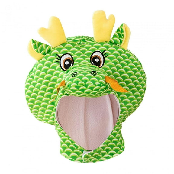 Breathable Plush Dragon Hat Cute Headgear for Role Play Night Event Festival Green