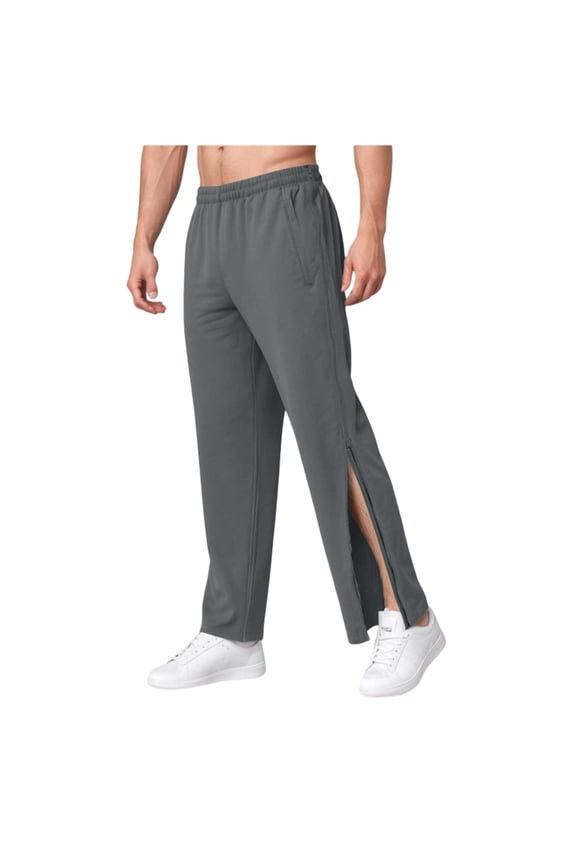 Breathable Polyester Training Pants for Men Tear Zippered Leg Openings Basketball Practice Trousers