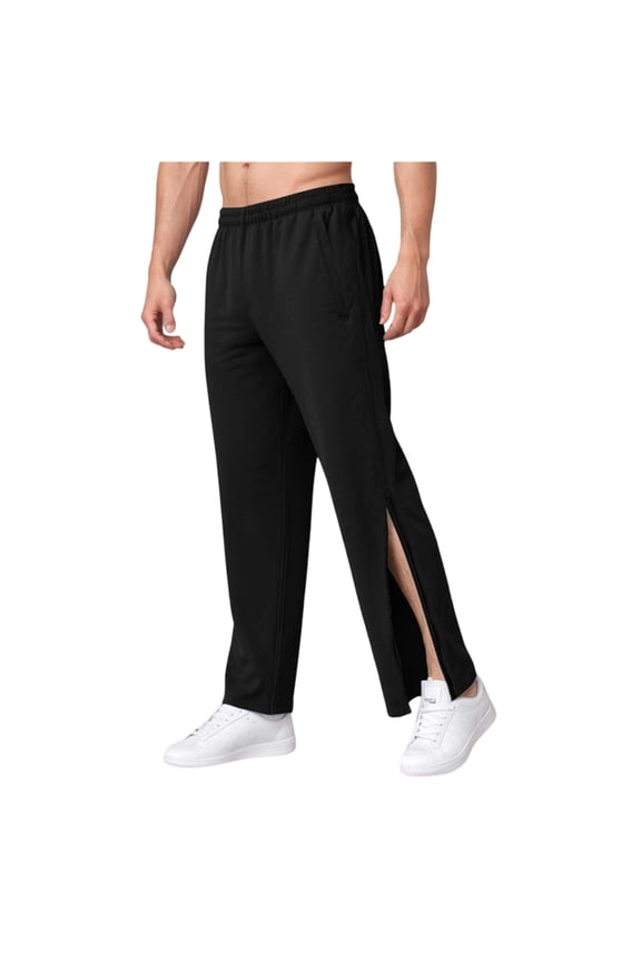 Breathable Polyester Training Pants for Men Tear Zippered Leg Openings Basketball Practice Trousers