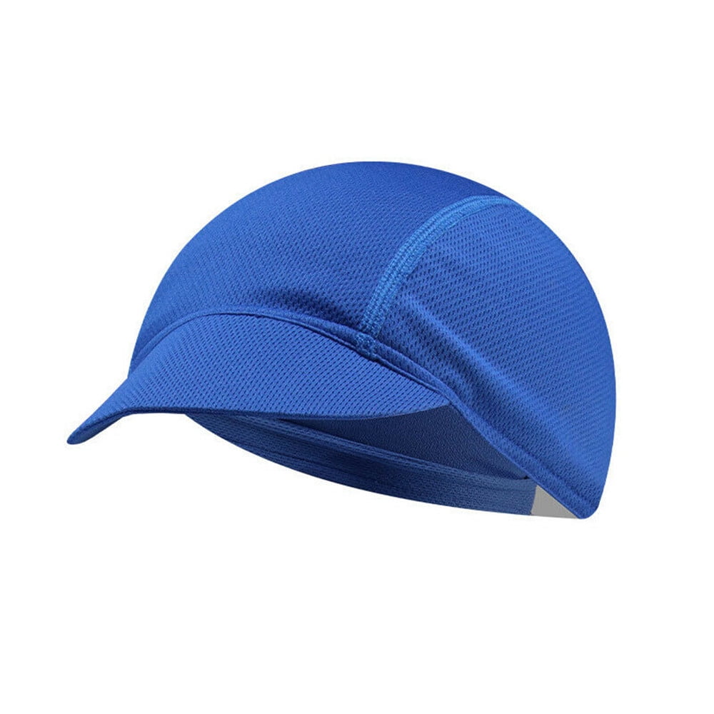 Breathable Portable Dustproof Solid Color Cycling Hat Bicycle Riding Cap Summer Elastic Mesh Fabrics BLUE