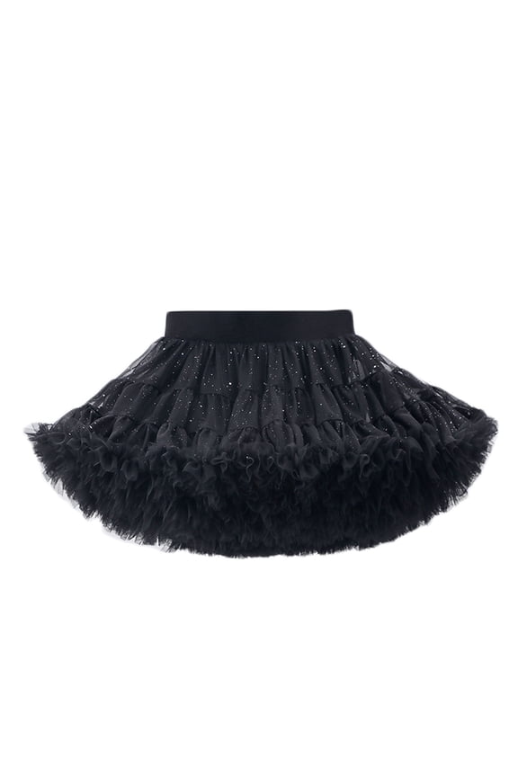 Breathable Princess Skirt for Women Puffy Tutus Tulles Elastic Waist Mini Skirts Mesh Tiered Dance Skirt Black M