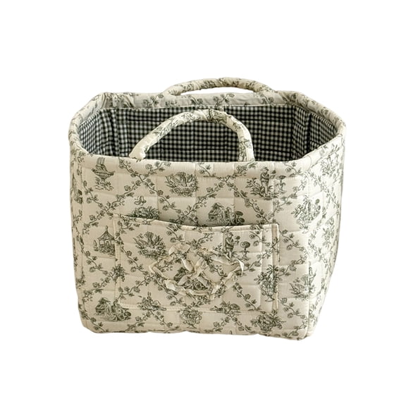Breathable Quilted Cotton Laundry Hamper with Handle Foldable Design Dirty Clothes Basket for Home Use