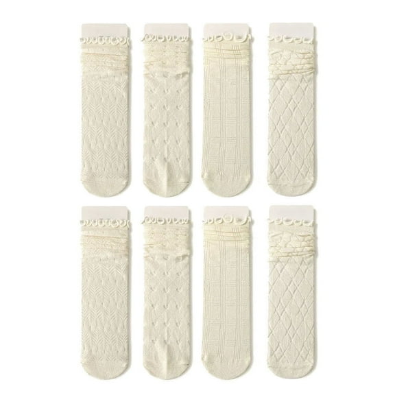 Breathable Ruffle Socks Cute Ruffle Crew Socks Lolita for Girls Women 4 Pairs