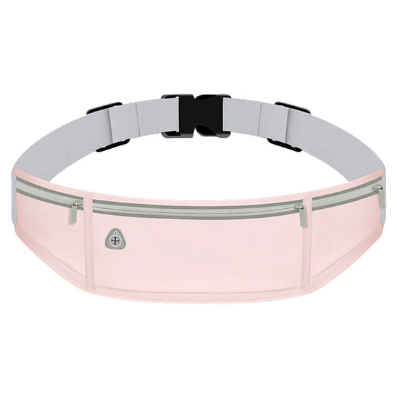Breathable Running Waist Pack for Women - Adjustable Polyester Fitness Belt, with Zippered Pockets & Reflective Strip, for Gym & Marathon Training, Pink