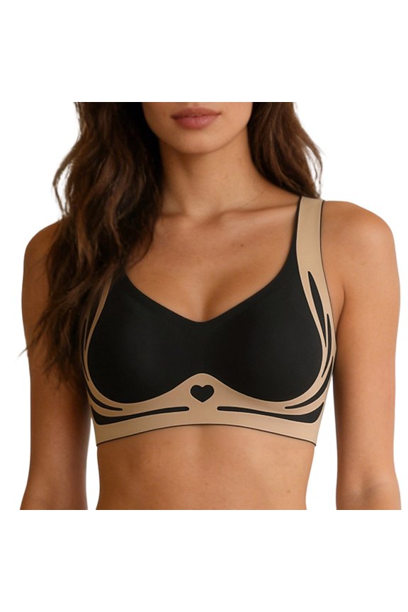 Breathable Seamless Wireless Vest Bra for Women – Light Support Thin Cup Large Chest Half Fixed Cup Everyday Comfort Soft Black M