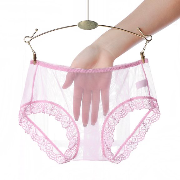 Breathable See-through Women Panties - Soft Stretch Mid Waist Sexy Ladies Briefs Underpants with Floral Lace - Daily Life Underwear