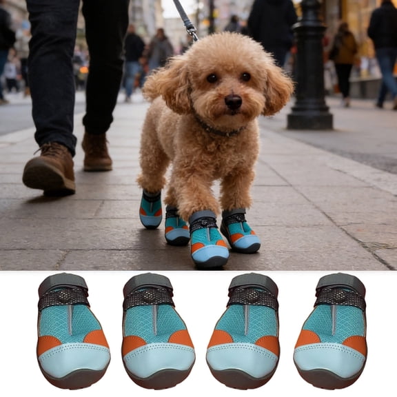 Breathable Shiny Boots For Dog Cats Night Walking Light Up Shoes For Dogs Cats Motion Activated Visibility Pet Shoe With Night Light (4 Pcs Shoes)