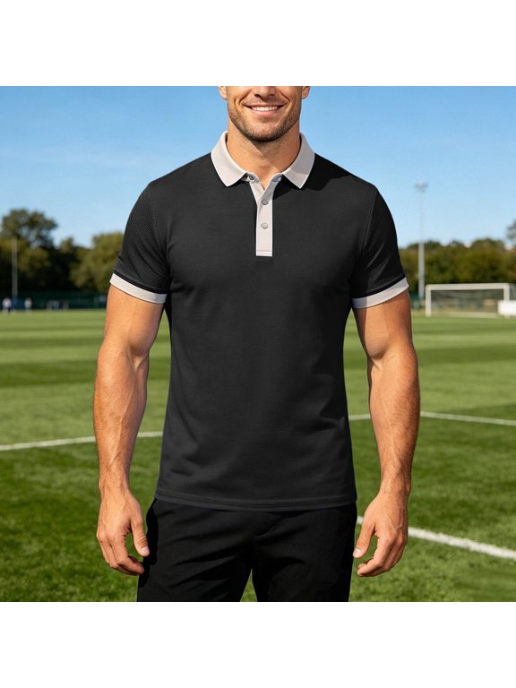 Breathable Shirt for Running and Workout Solid Peak Lap Style Performance for Training T Shirt with Pocket for Men L
