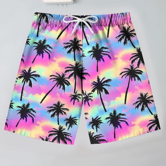 Breathable Shorts for Girls 14-16 KkSLirnhs Kids Fashion Boy and Girls' Casual Printed Summer Beach Shorts Adjustable Waist Swim Shorts 7 Years Purple