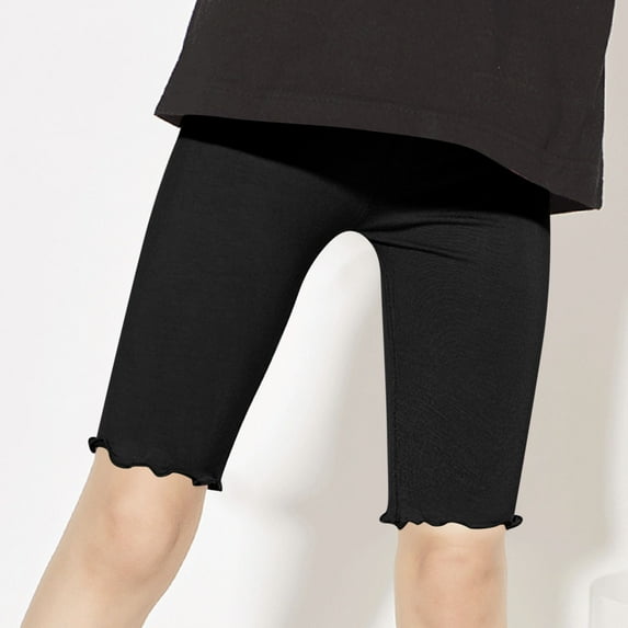 Breathable Shorts for Girls 10-12 KkSLirnhs Children's Summer Solid Color Casual High Waisted Five Quarter Pants 100 Black