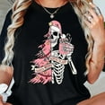 thumbnail image 1 of Breathable Skeleton Mermaid Christmas Graphic Tee T Shirt Top Short Sleeve Round Neck Black S-5XL, 1 of 5
