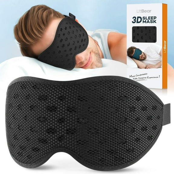 Breathable Sleep Mask, 3D Eye Mak Sleep for Side Sleepers Women Men, Light Blocking Sleeping Mask with Adjustable Strap, Soft Lightweight Eye Cover for Travel, Night Work, Nap, Office - Blue