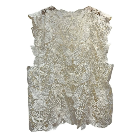 Breathable Sleeveless with Embroidery Butterfly Detailing Casual Camisole Crop Top Casual Vest for Women Girls