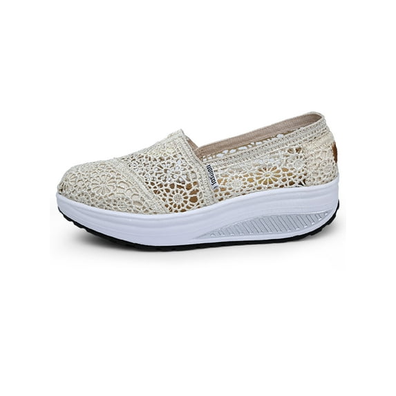 Breathable Slip On Shoes for Women Lightweight Casual Shoes Lace Hollow-out Loafer Clog Spring Summer Sports Shoes Sneakers