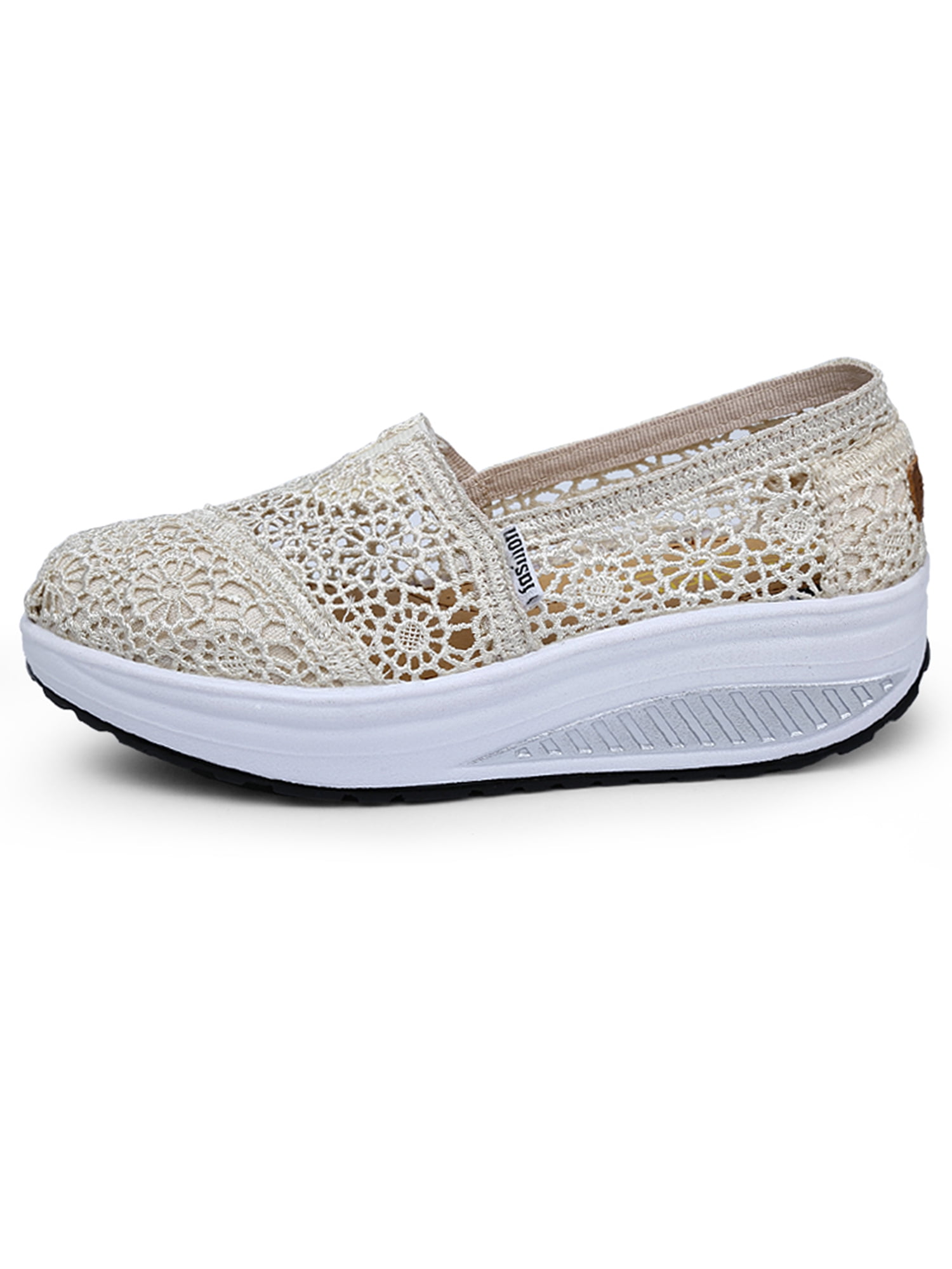 Breathable Slip On Shoes for Women Lightweight Casual Shoes Lace Hollow