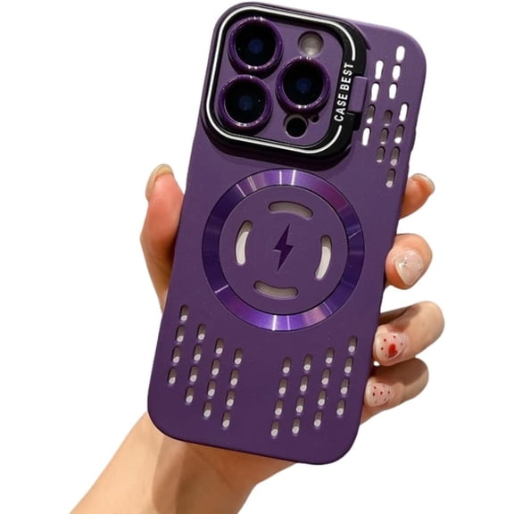 Breathable Soft Back Case for iPhone 16 15 14 13 12 11 Pro Max Plus Cooling Heat Dissipation Magnetic Phone Cover(for iPhone 13/Dark Purple)