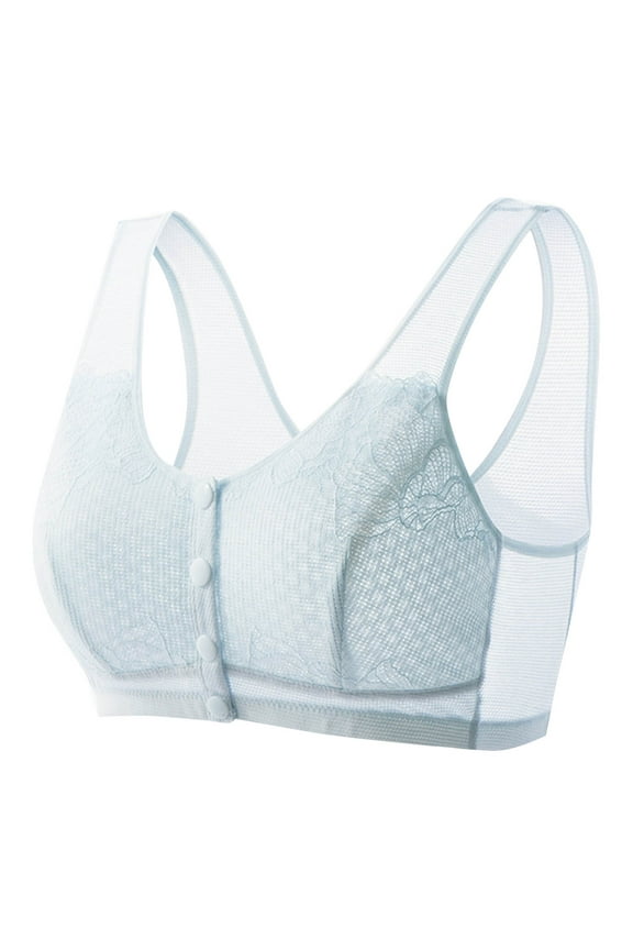 Breathable Soft Bras for Womnes,Plus Size Ice Silk Bra 18 Hour Full-Coverage Bras Front Button Brassiere Closure Wireless Support Push-Up Bra Everyday Wirefree Comfortable Support Corset