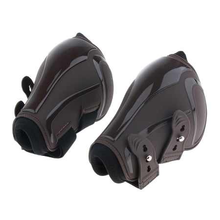 Breathable Sport Boots, PU Shock Absorbing Horse Tendon Opent Hind Boots for Equestrian Riding Show Exercise Training Leg Brown Rear