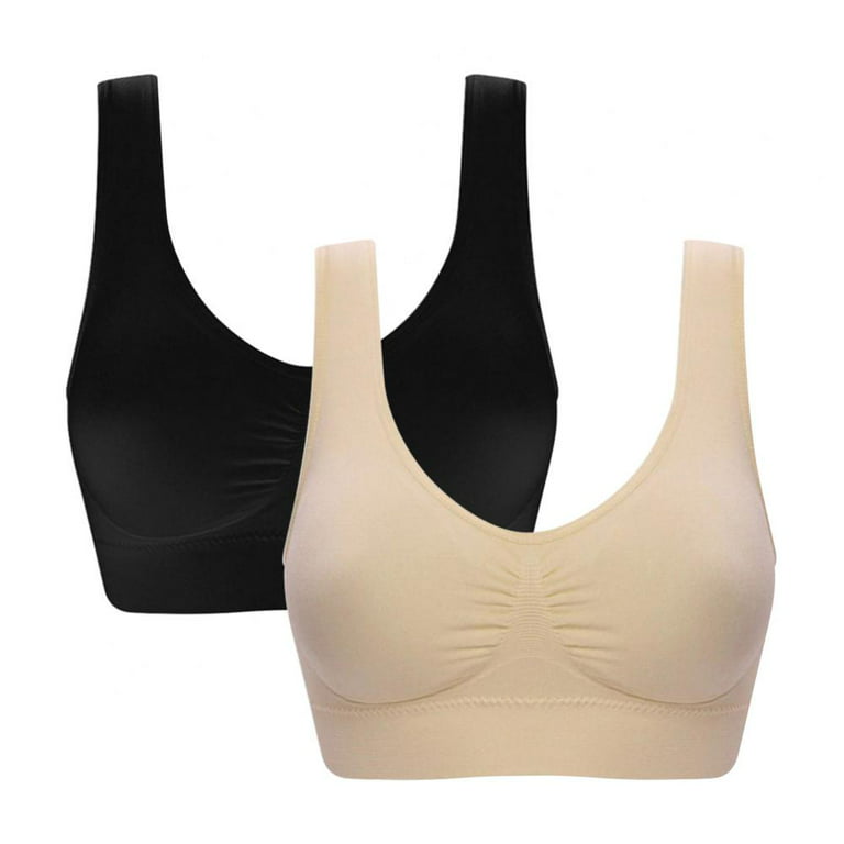 Breathable Sports Bra,Wire-Free Seamless Yoga Bra Tops for Women Sports  Fitness Sleeping 2 Pack