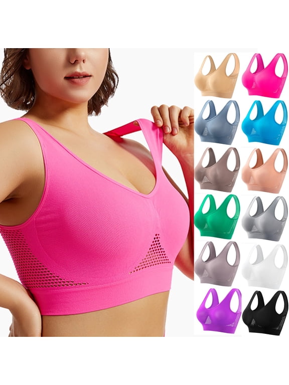 Breathable Sports Bras for Women High Support Anti Sagging Wireless Mesh Air Bra with Cooling Lift-Up Athletic Outfit