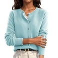 thumbnail image 1 of Breathable Stretchy Womens Button Up Cardigan Casual Cropped Knitwear Long Sleeve Sweater Top Travel Friendly Design, 1 of 9