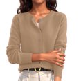 thumbnail image 1 of Breathable Stretchy Womens Button Up Cardigan Casual Cropped Knitwear Long Sleeve Sweater Top Travel Friendly Design, 1 of 9