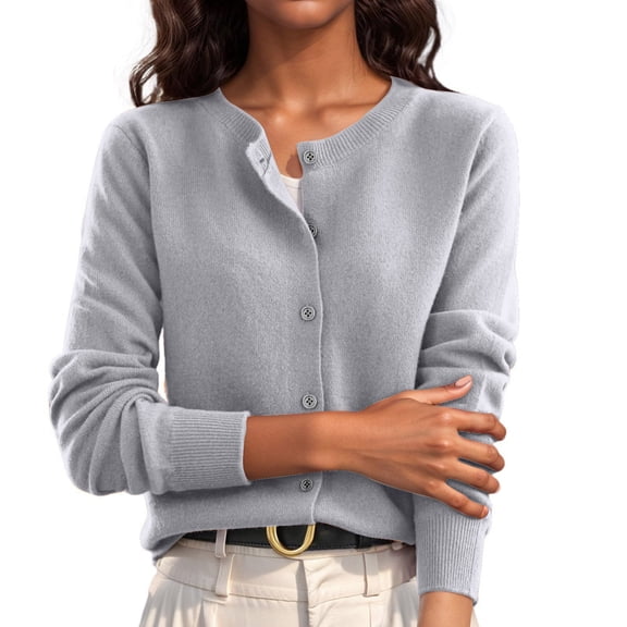 Breathable Stretchy Womens Button Up Cardigan Casual Cropped Knitwear Long Sleeve Sweater Top Travel Friendly Design
