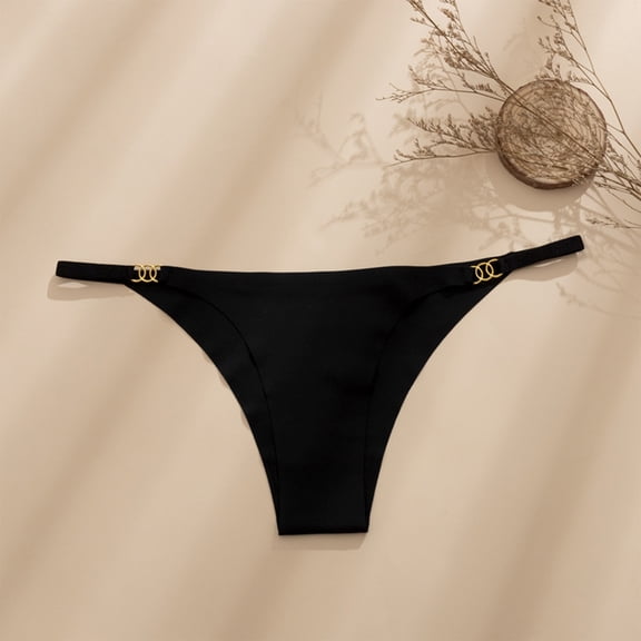 Breathable String Thong Panties, Ultra Thin Side Straps & Minimal Back Coverage, Sheer & Ventilated for Hot Weather, Sensitive Skin & Special Occasions Black M