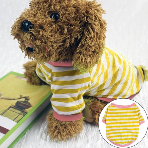 Breathable Striped Dog T-Shirt, Durable Soft Pet Outfit Apparel for Small to Medium Dogs