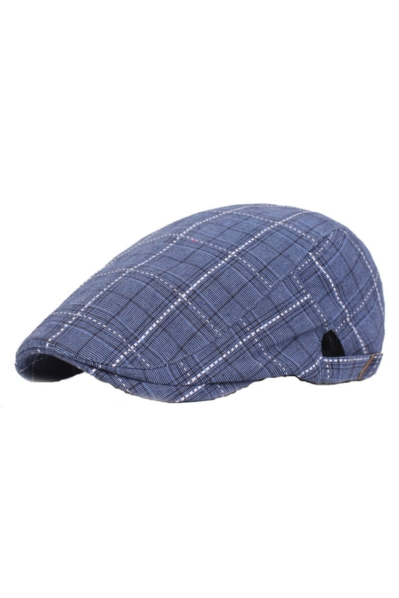 Breathable Striped Summer Newsboy Cap, Adjustable Ivy Cabbie Driving Sun Hat, Lightweight Mens Sports Headwear, Eight-Panel Versatile Cap for Fishing, Hiking, Driving Outdoor,Blue