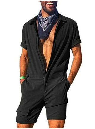 Black overall shorts mens on sale