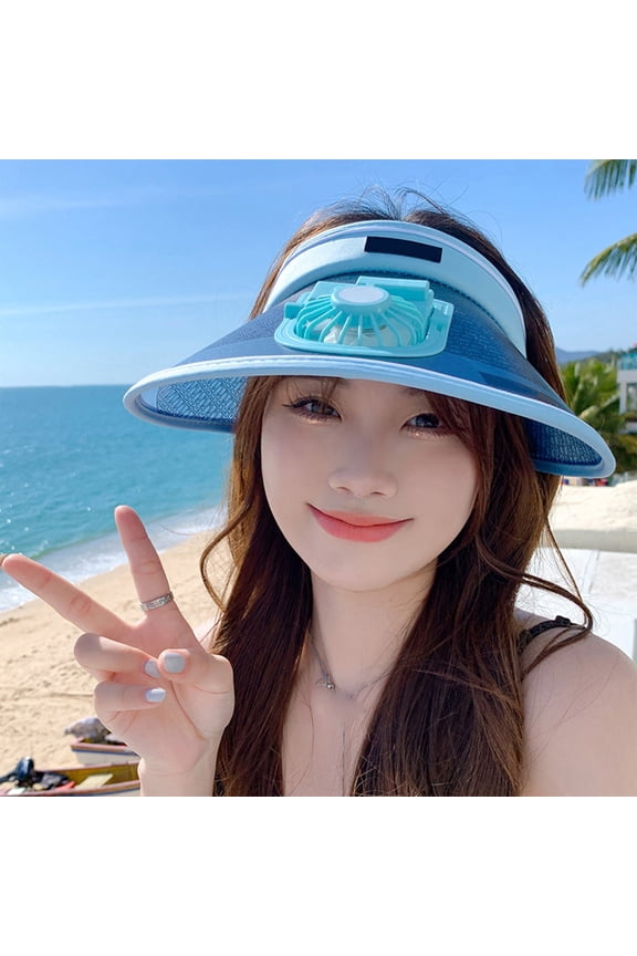 Breathable Sun Hat, Sun Visor Hats with Fan, Wide Eaves Summer Hat, Adjustable Sunscreen Hat, Rechargeable Fan Empty Top Hat, Wide Brims Sun Hat with a Solar Fan