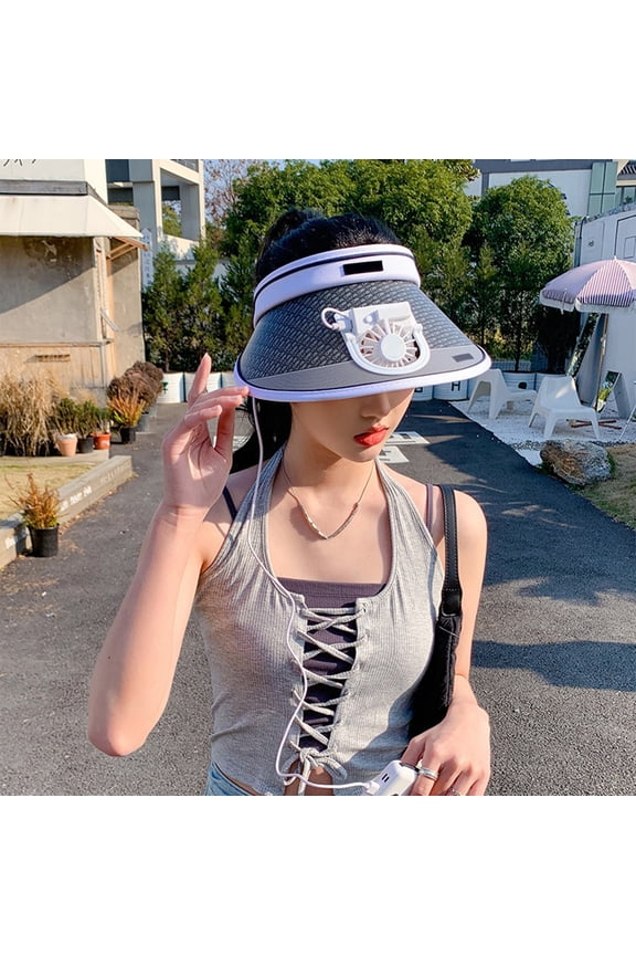 Breathable Sun Hat, Sun Visor Hats with Fan, Wide Eaves Summer Hat, Adjustable Sunscreen Hat, Rechargeable Fan Empty Top Hat, Wide Brims Sun Hat with a Solar Fan