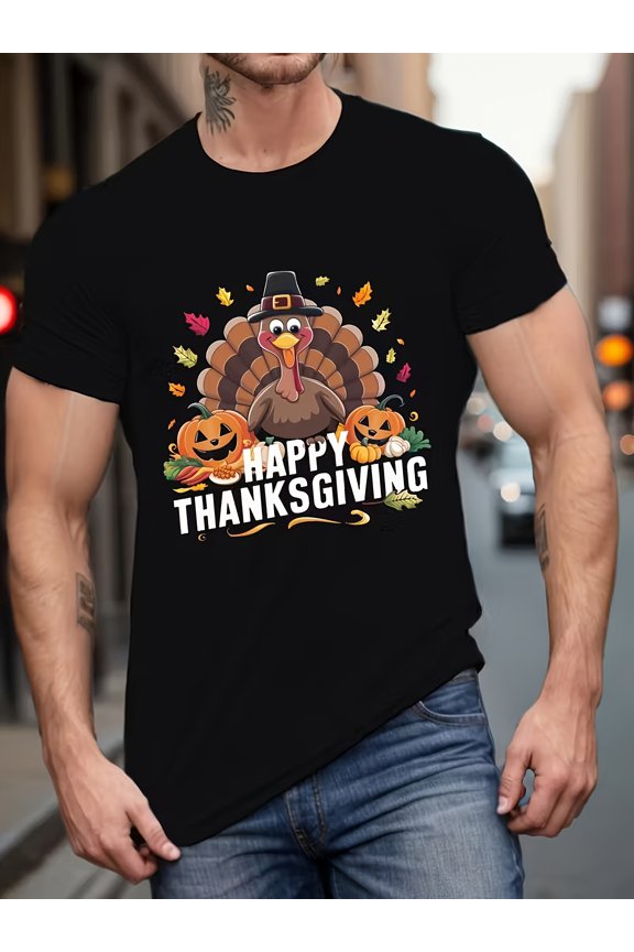 Breathable, Sweat-Absorbing, Cool, Versatile Base Layer with Halloween And Thanksgiving Letter Pattern Print Short Sleeves, Sweat-Resistant