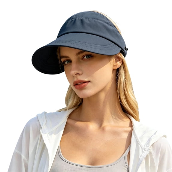 Breathable Thin‑Fabric Empty‑Top Visor Cap Ladies Ponytail Cut‑out Design Portable Face Sun‑Shading Hat for Travel Jogging Beach