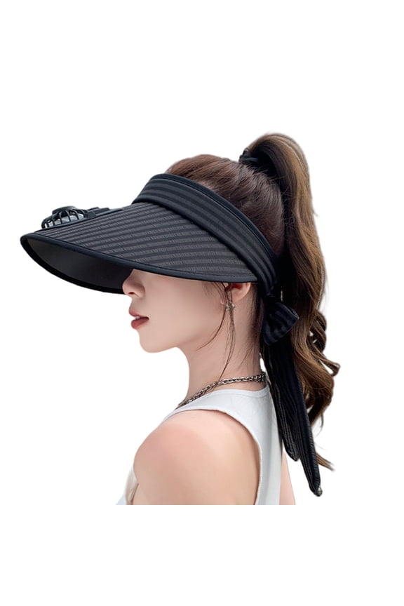 Breathable USB Cooling Hat With Rechargeable Fan Adjustable 3 Speed Sweat Absorb Open Top Hat for Fishing Hiking