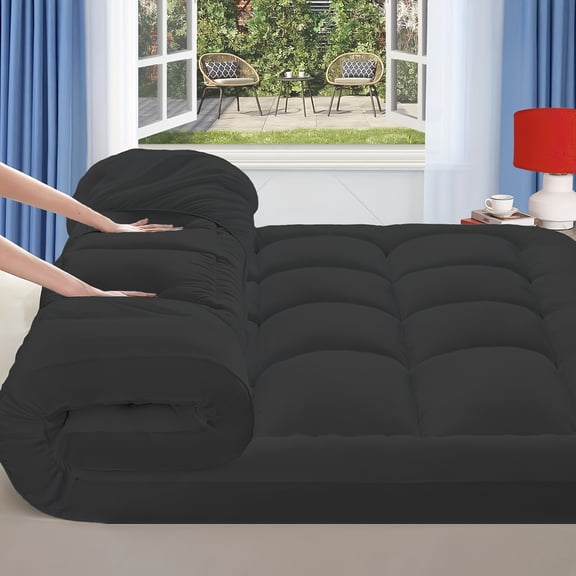 Breathable Ultra-Soft Mattress Protector, Extra-Thick 1000 GSM Feather Alternative Fill, 8-21 Inch Deep Pocket, Comfort Support Cover, 54x75 Inches, White