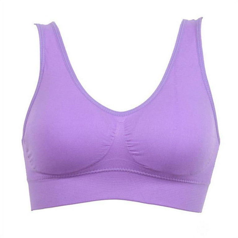 Breathable Underwear Outdoor Sport Yoga Bras Lovely Young Women Seamless  Wireless Solid Bra Fitness Bras Tops Light Purple XL 