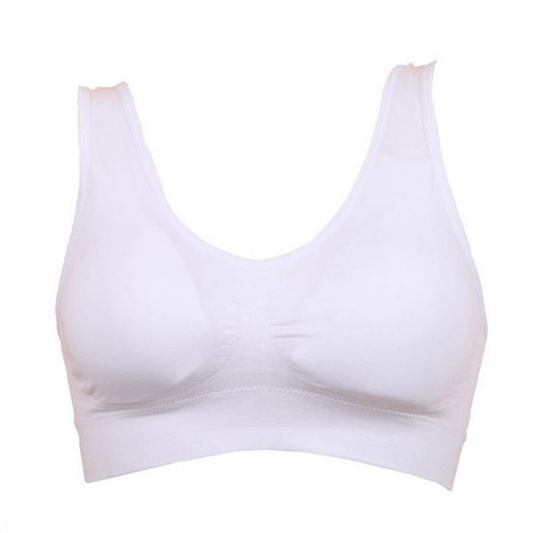 Breathable Underwear Outdoor Sport Yoga Bras Lovely Young Women Seamless  Wireless Solid Bra Fitness Bras Tops White M